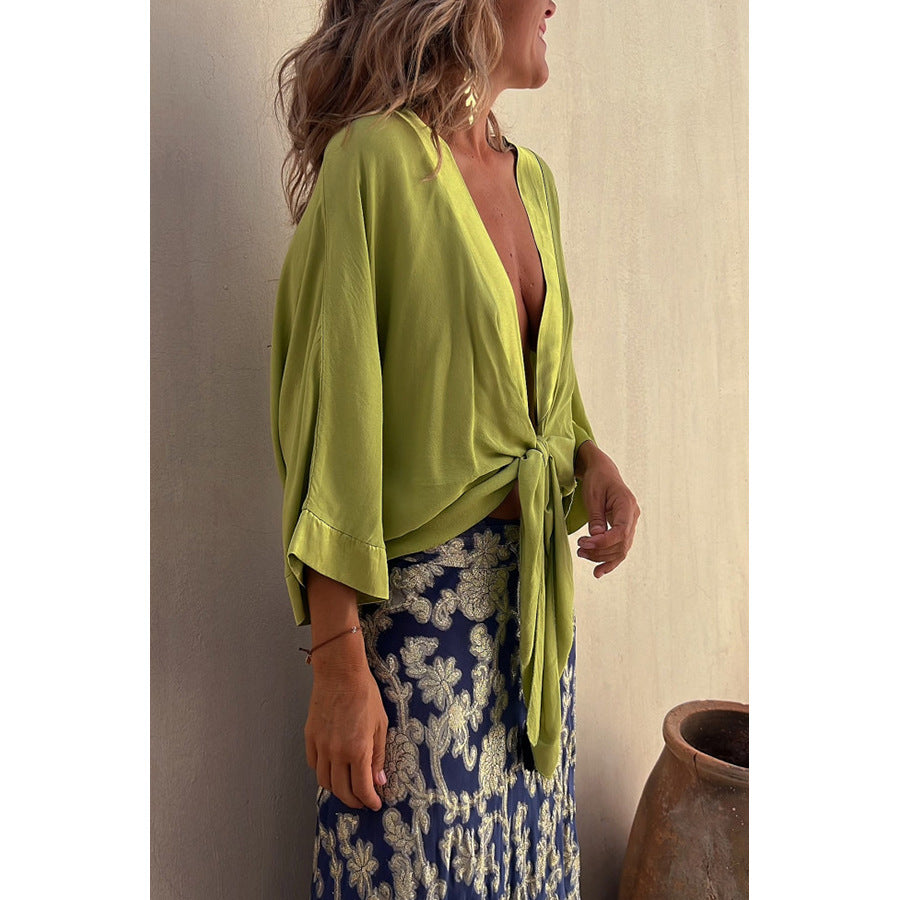 Dame bred Kaftan-bluse med bælte Stiila