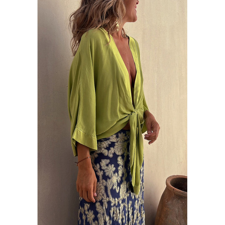 Dame bred Kaftan-bluse med bælte Stiila