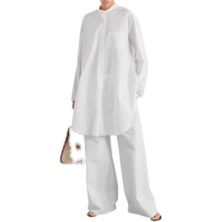 Kvinders Mode Bluse med Rund Krave og Asymmetrisk Snit Stilla