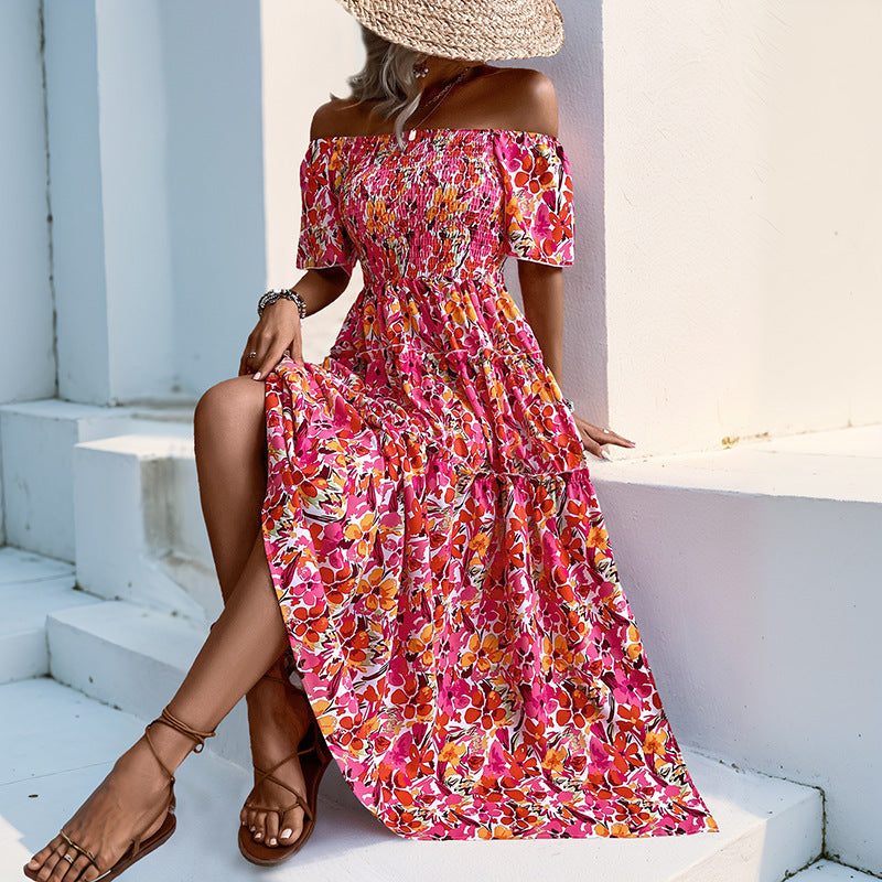 Dame Off-Shoulder Maxi Kjole med lagdelt Ruffles Design Stilla
