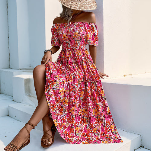 Dame Off-Shoulder Maxi Kjole med lagdelt Ruffles Design Stilla
