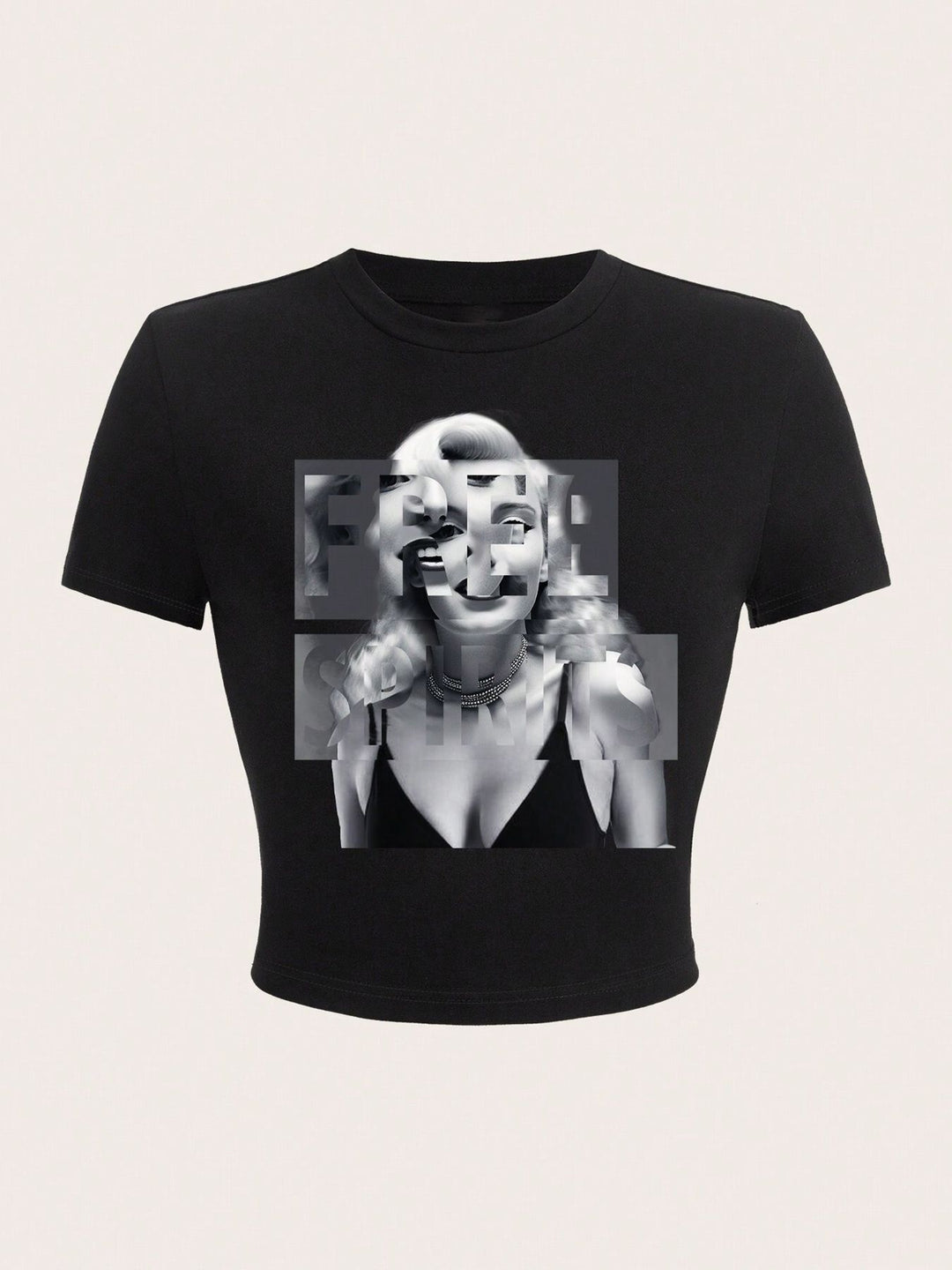 Dame Crop-T-shirt med inspirerende tryk og tætsiddende pasform Skovae
