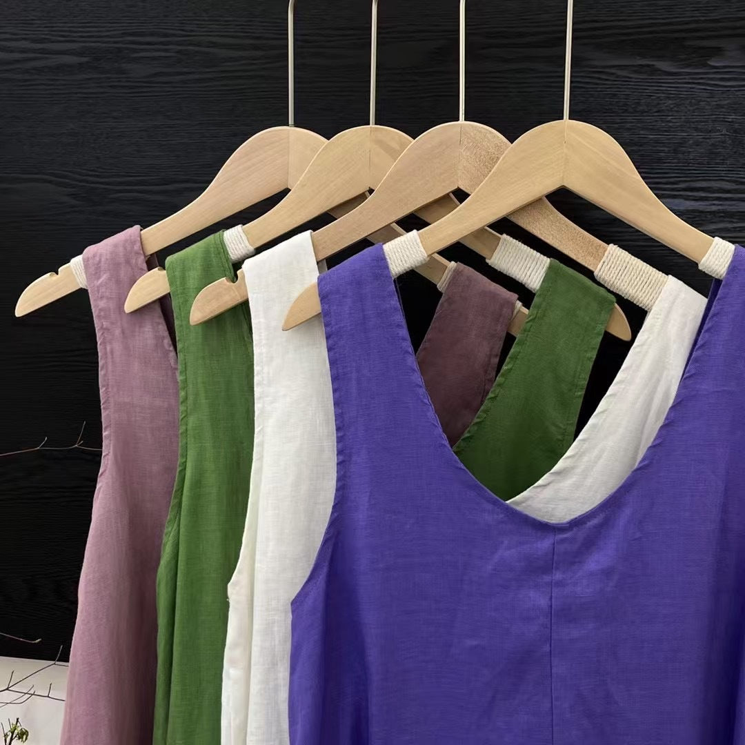 Femme A-linje Maxi kjole med justerbare stropper Stilla