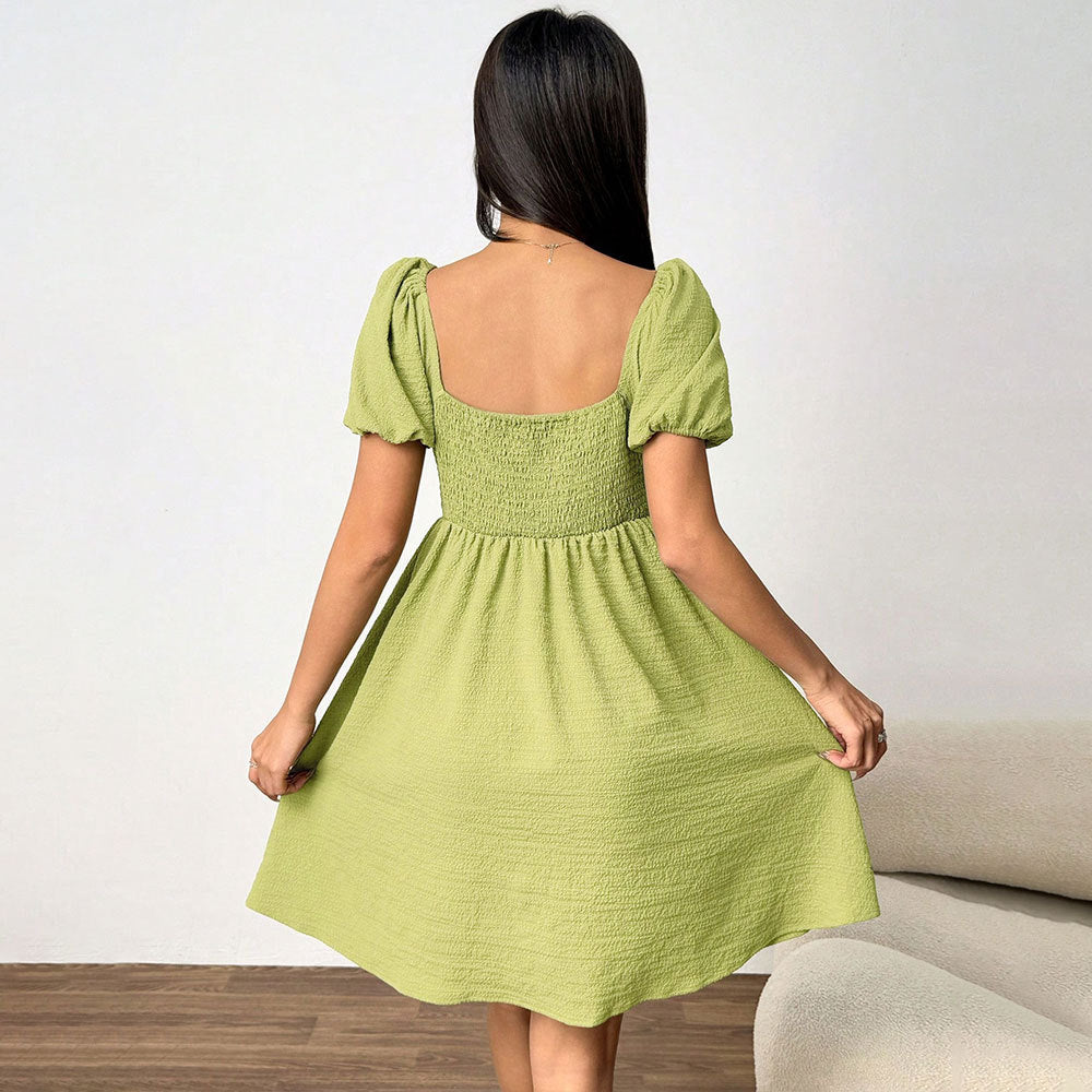 Kvinders Off-Shoulder Sommerkjole med Puffy Ærmer og Side Slid Stilla