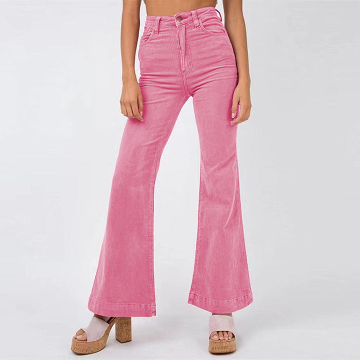 Dame flared bukser med høj talje og komfort elastik Stilla