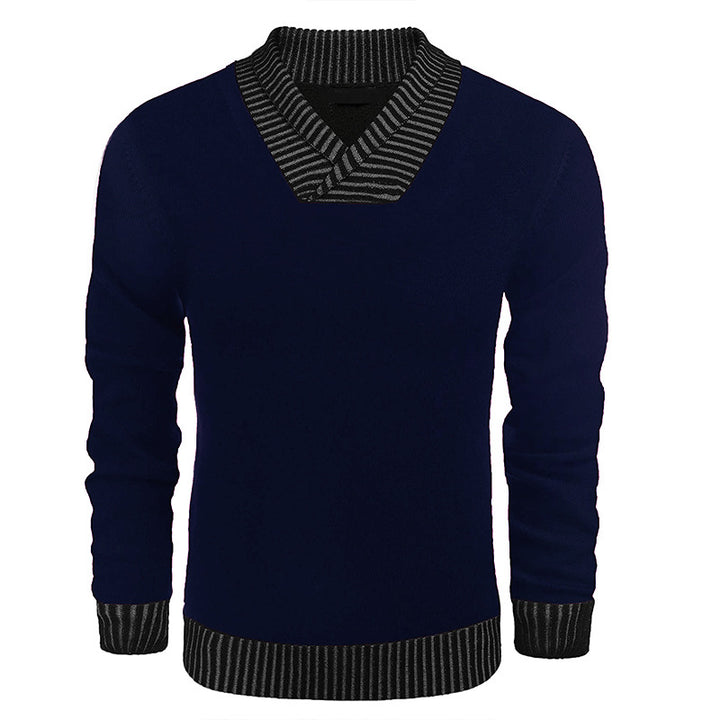Herrer elegant pullover med diagonal stribet krave og komfortabelt snit Stilla