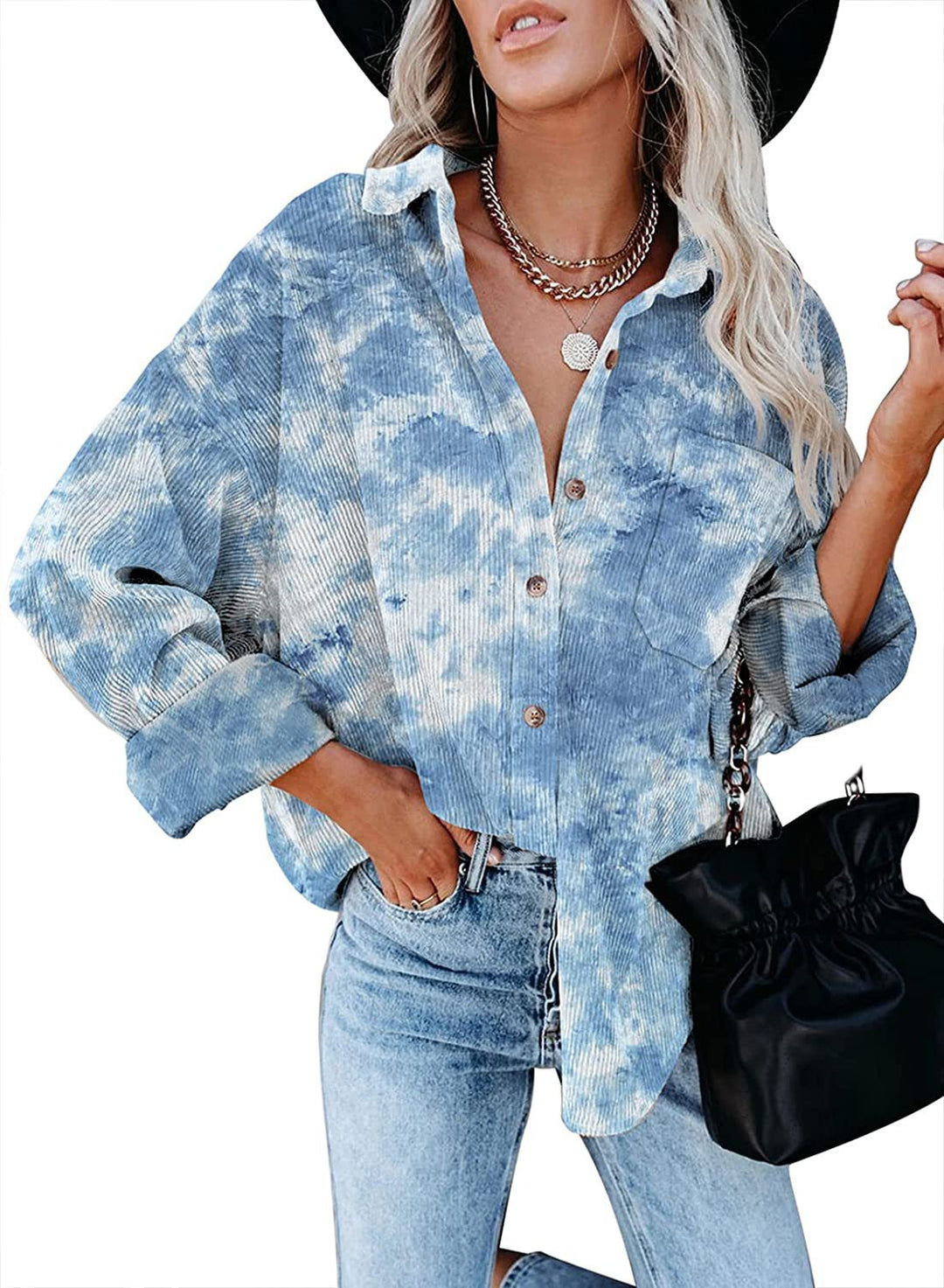 Dame Oversized Kordskjorte Stilla