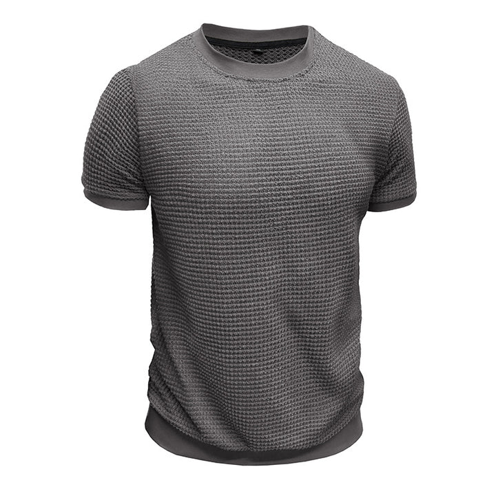 Herrer Rundhalsshirt lavet af struktureret materiale med åndbare egenskaber Stilla