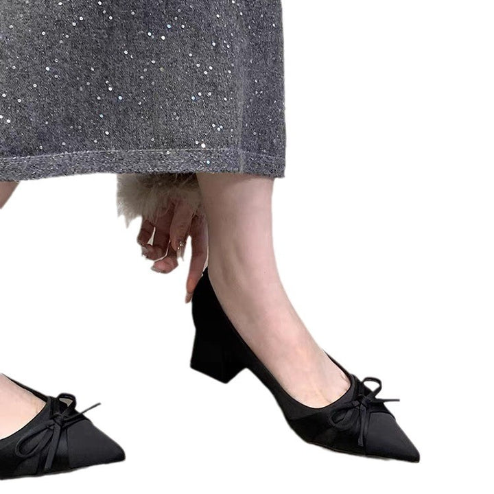 Dame elegante pumps med sløjfedetalje og blokhælhæl Stilla