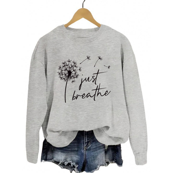Kvinders sweatshirt med inspirerende mælkebøtte motiv Stilla