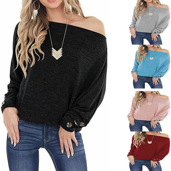 Dame Off-Shoulder Pullover med Rynker Stilla