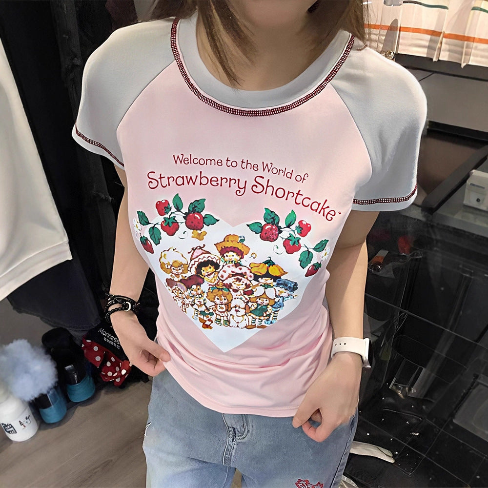 Dame T-shirt med sødt grafikdesign og komfortabel pasform Skovae
