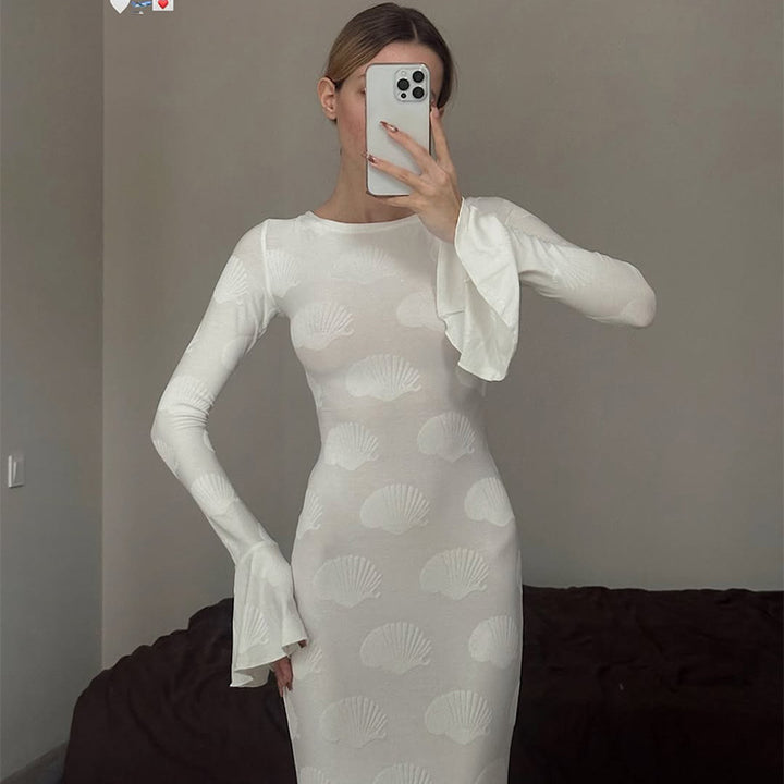 Kvinder Elegant Maxi Kjole med Chic Vinge Ærme Design Stilla