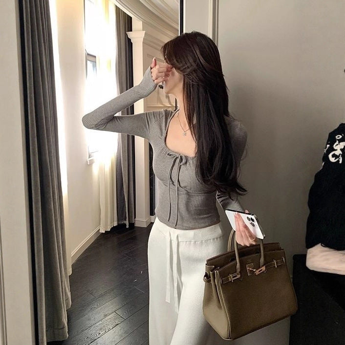 Kvindernes langærmede skjorte med sofistikeret blondedetalje Stilla