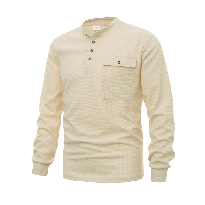 Herrer Langærmet Henley T-shirt lavet af høj kvalitet, struktureret bomuld Stilla