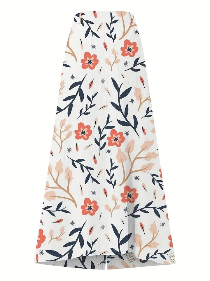 Damer lang nederdel med floral design og knapdetaljer Stilla