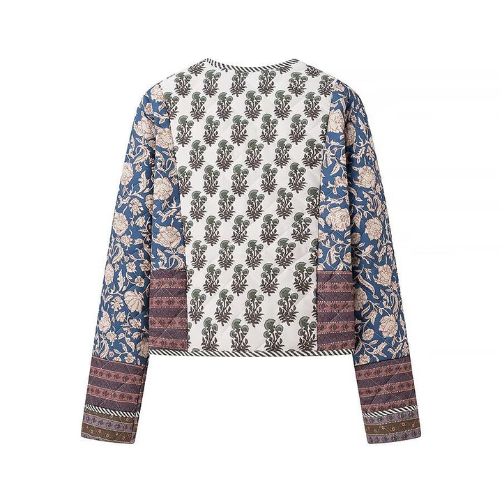Dame patchwork-jakke med blomstrede mønstre og elegante detaljer Stilla