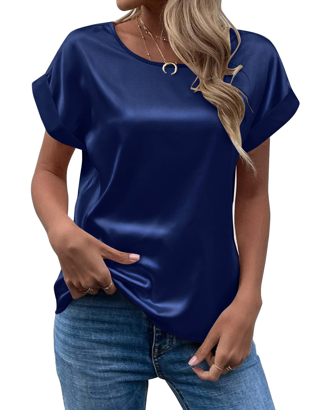 Damer elegant satinbluse med afslappet pasform Stilla