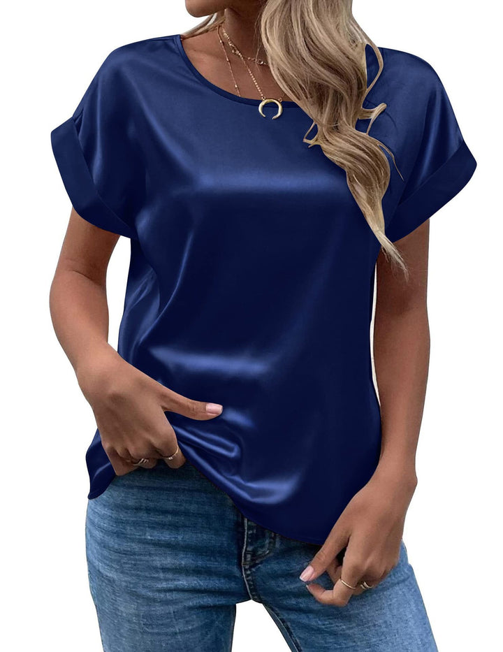 Damer elegant satinbluse med afslappet pasform Stilla