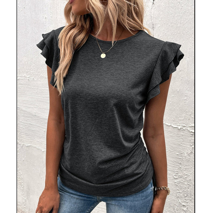 Dame stilfuld T-shirt med flæse detaljer Stilla