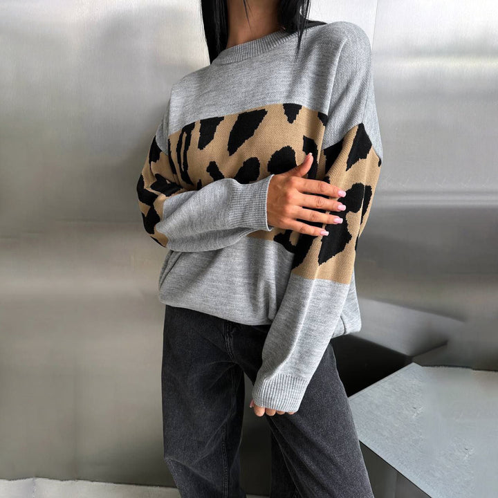 Damer Mode Leopard Mønster Sweater Stilla