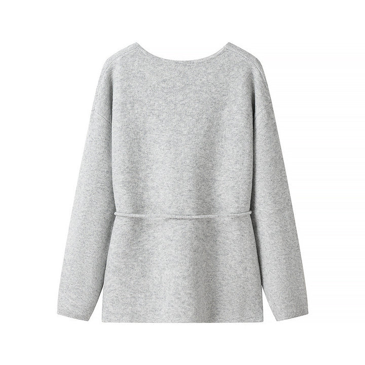 Femme Cozy Åben Forside Cardigan med Bindebælte Stilla