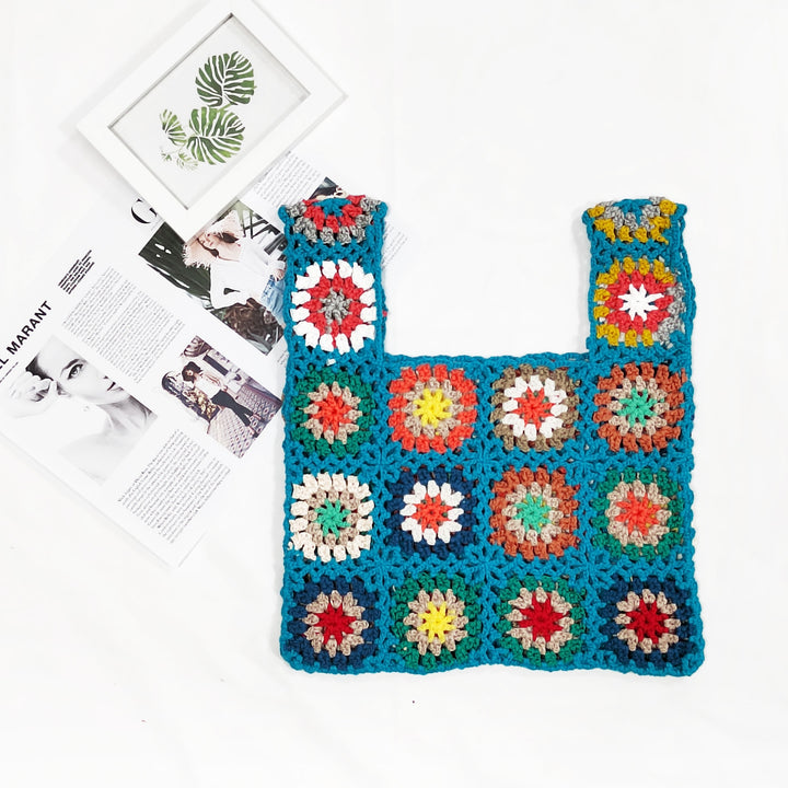 Dame hæklede skuldertaske i farverigt Granny-Square-design Stilla