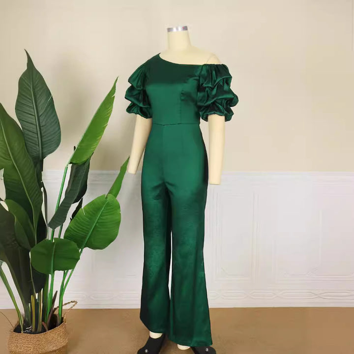 Damer Elegant Jumpsuit med asymmetriske pufærmer Skovae