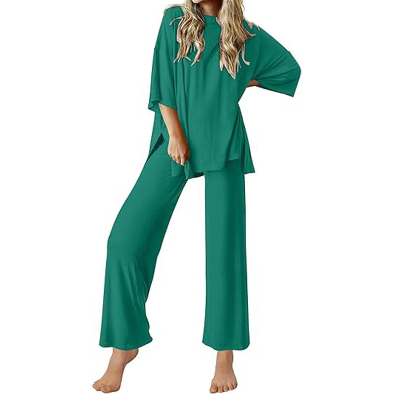 Dame Behagelig Pyjamas med Vid Skæring og Kort Ærme Stilla