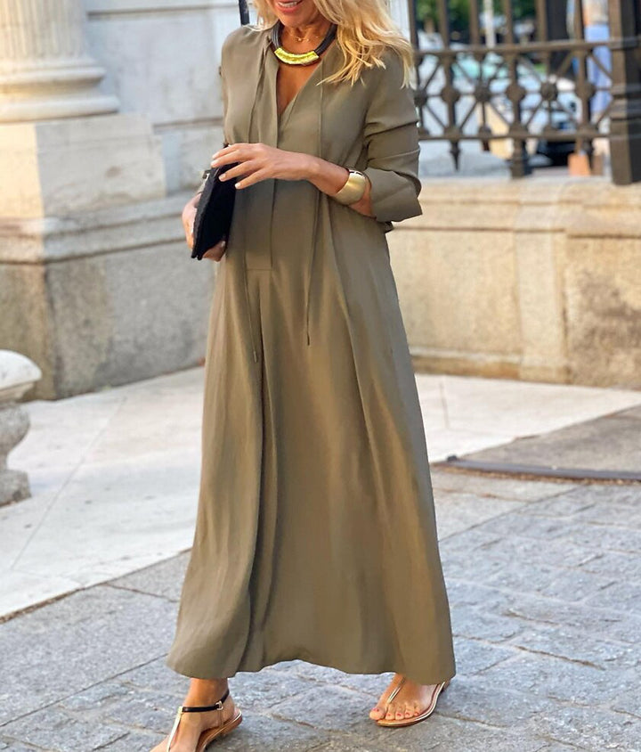 Dame elegant Midikjole med stilfuld slids og feminin silhuet Stilla