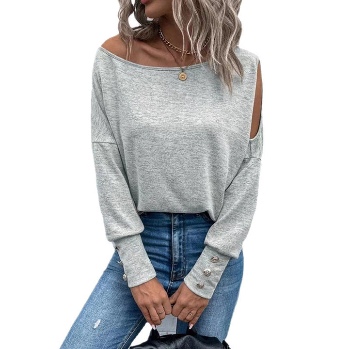 Dame afslappet longsleeve T-shirt med skulderudskæringer Stilla