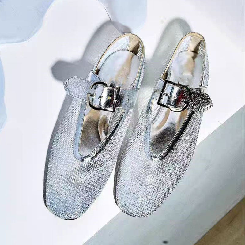 Femme Elegante Mesh Remme Flade Sko Stilla