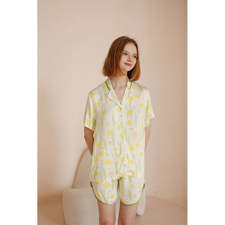 Dame Pyjamasæt med floralt design og åndbare egenskaber Stilla