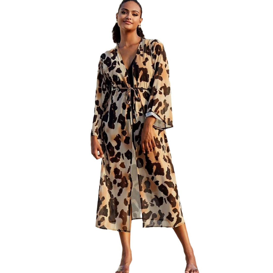Dame luftig kaftan med bindbart taljebånd og elegante ærmer Stilla