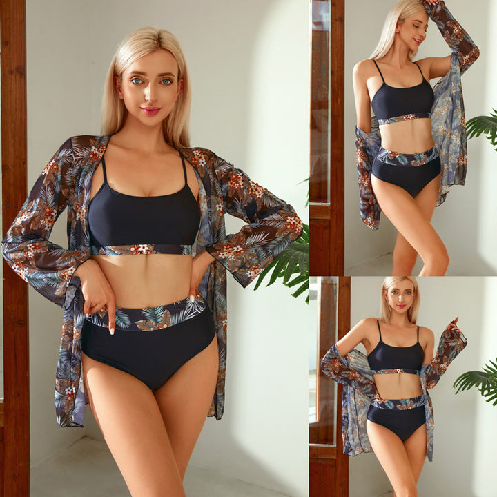 Damer To-delt Bikini-sæt med moderigtigt Crop-top og højt skåren trusse Stilla