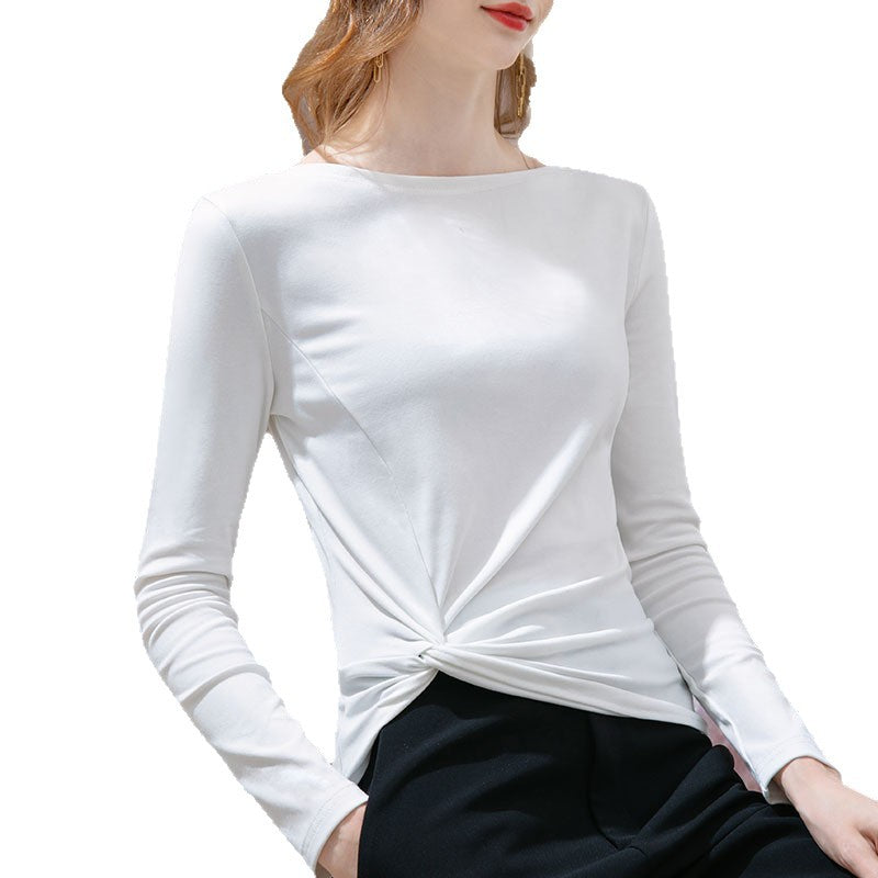 Dame Elegante Langærmet T-shirt med sidelægnings effekt Stilla