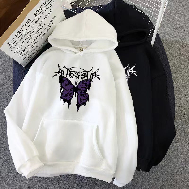 Kvinder's Hoodie med Kunstnerisk Sommerfugl Design Skovae