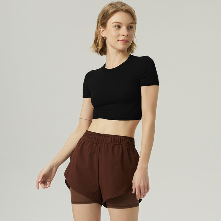 Dame sporty Crop-Top med høj åndbar stofteknologi og figursyet snit Stilla