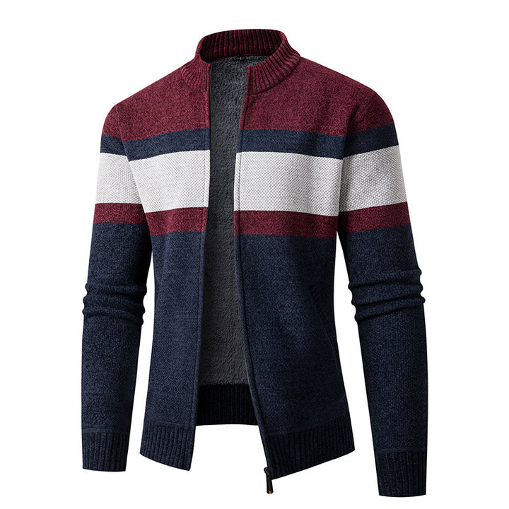 Herrer struktureret strik-zip--pullover Stilla