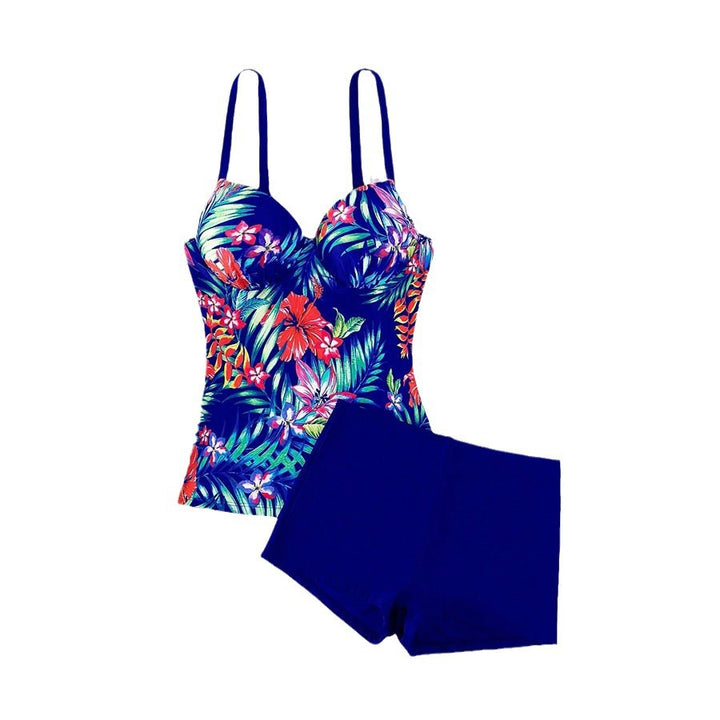 Dame Floral Print Tankini med Høj talje Shorts Stilla