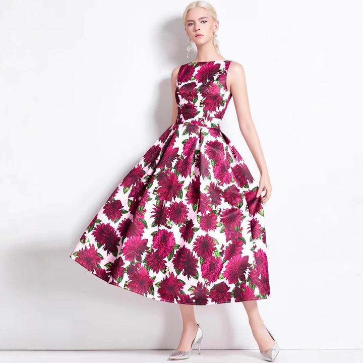 Dame Festtøj Maxikjole med elegant blomsterprint og taljebælte Stilla