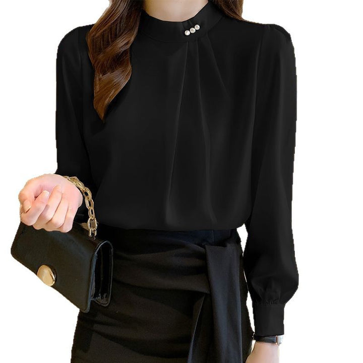 Damer elegant bluse med flæse detaljer og stilfuld krave Stilla