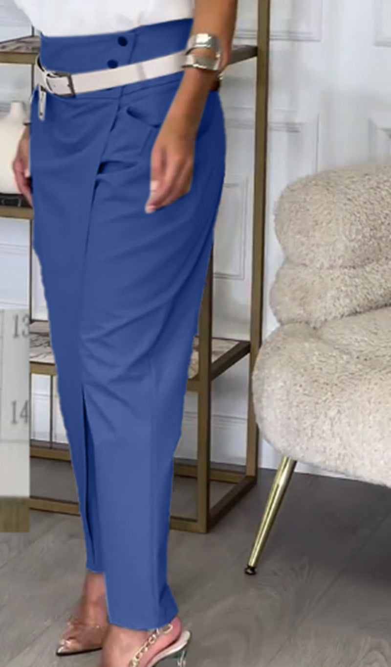 Dame Elegant Højvandsbukser med raffineret Drapering og side Sprække Stilla