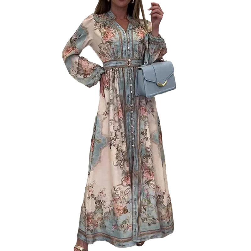 Damer Elegant Maxi Kjole med Blomster Motiver Stilla