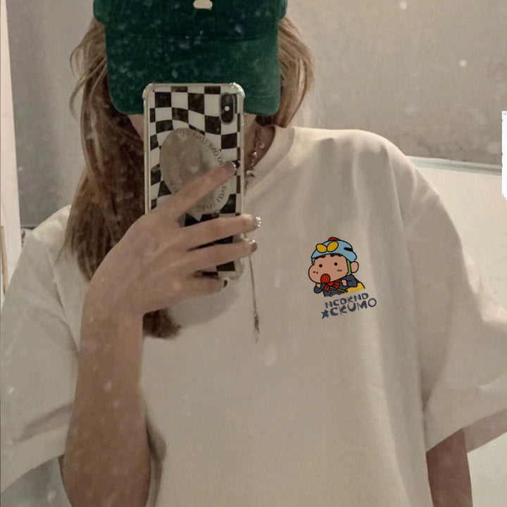 Dame T-shirt med sjov karaktertryk og oversized pasform Stilla