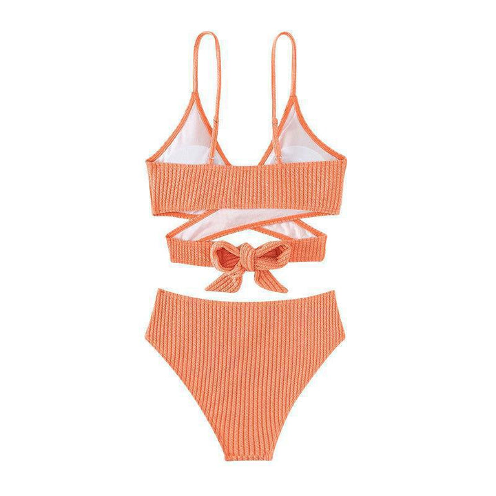 Damer højtaljede bikini-sæt med smagfuld indpakningsoverdel Skovae