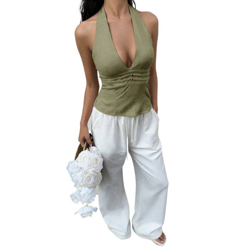 Damer elegant og figursyet bustier-top med dyb V-udskæring Skovae
