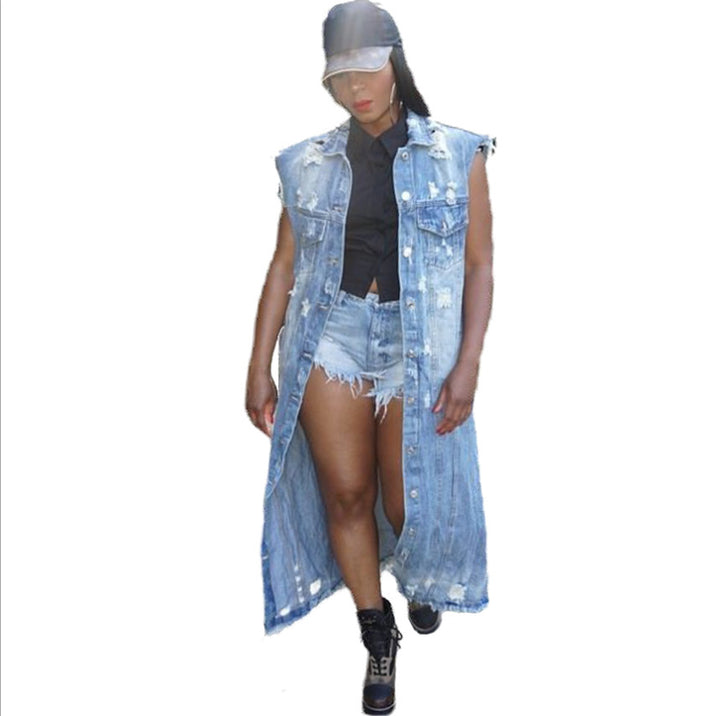 Dame Langærmet Denim Jakke Stilla