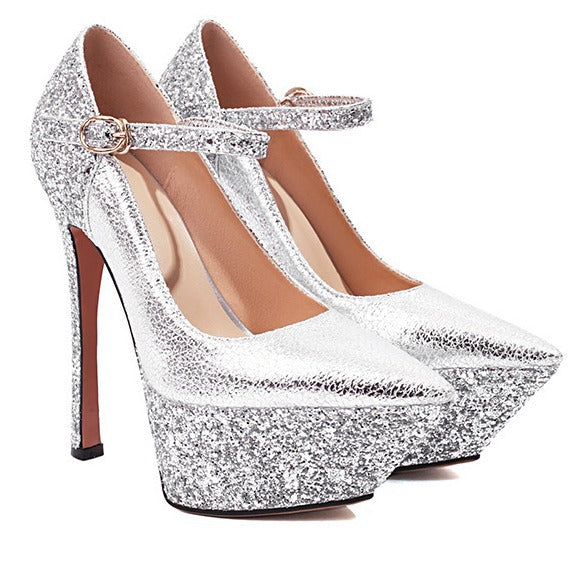Femme Glamorous Platform Højhælede sko med elegant ankelrem Stilla