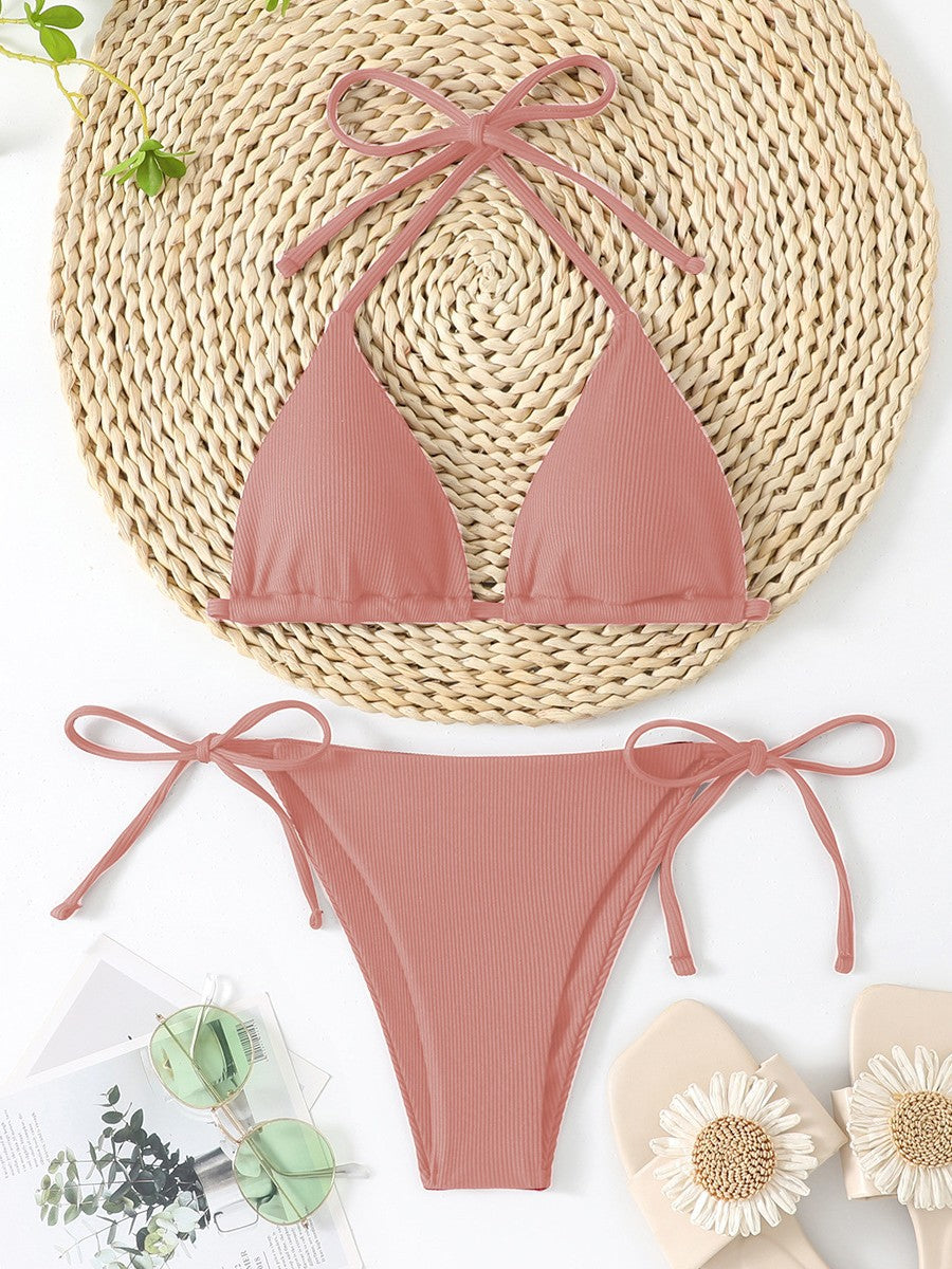 Dame Rib-Trekant-Bikini-Sæt Stilla 1750840293